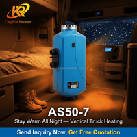 OkyRie AS50-7 5KW Kit complet Chauffage de stationnement diesel en aluminium avec écran LCD et télécommande 12V 24V pour bus et camping-car