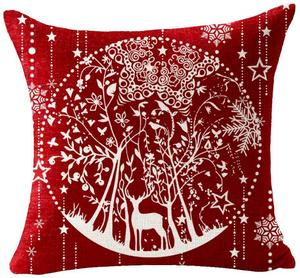Fundas de Cojín Navideñas de Lino Rojo con Árbol de Navidad y Copo de Nieve, 45CM para Sofá del Hogar, Decoración de Fiestas de Invierno - Product Image 3