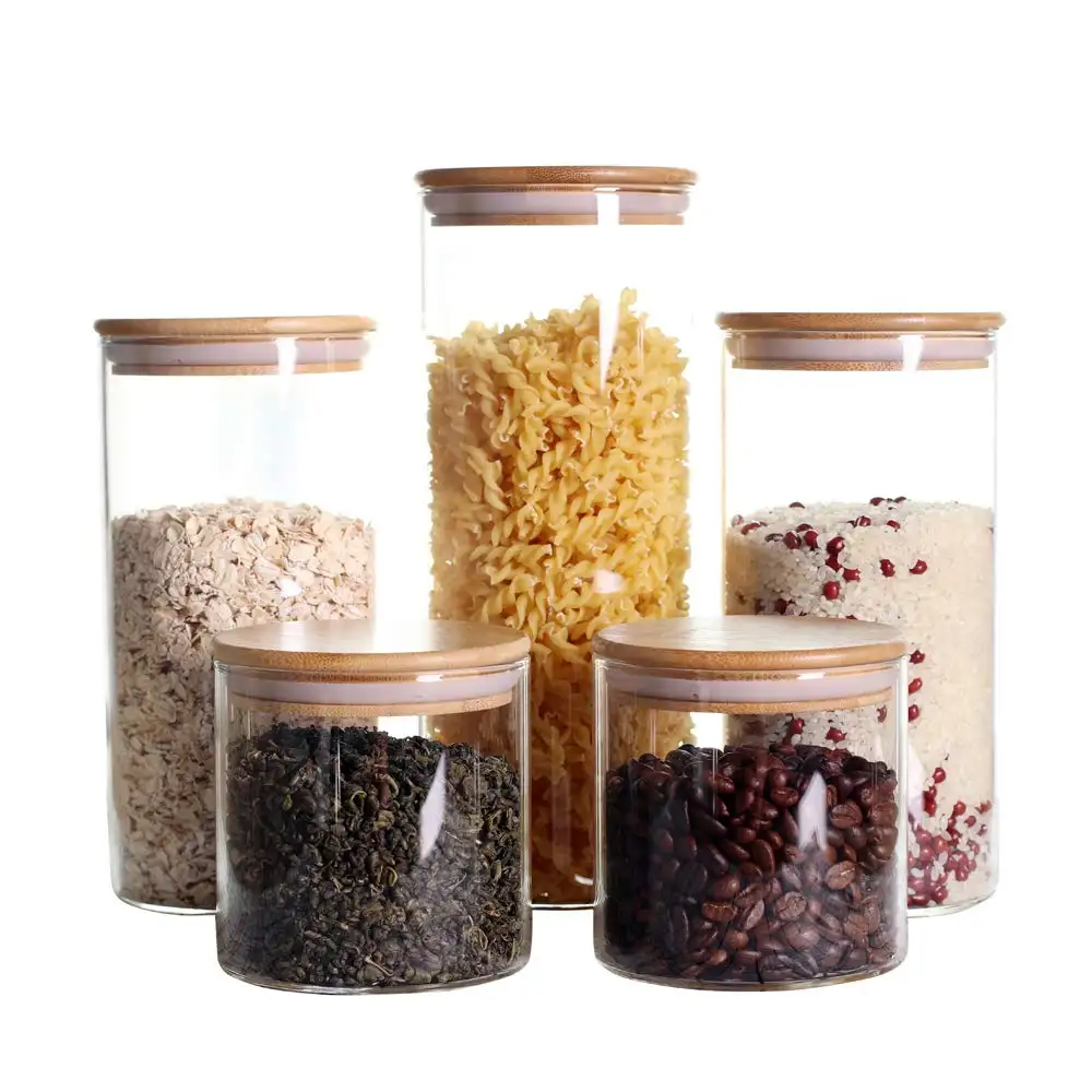 Glass Storage Jars Glass Food Storage with Bamboo Lids Pantry Organization And Storage For Kitchen