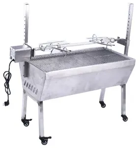 Motore regolabile in altezza griglia elettrica a carbone in acciaio inox maiale agnello girarrosto barbecue Grill spiedo girarrosto