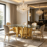 Modernes Indoor 10-Personen Luxus Ovales Esszimmer-Set Edelstahlrahmen Marmorplatte Edle Esszimmermöbel Herkunft China