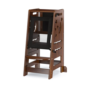 Brown Hihg Quality Materails Toddler Tower <b>Adjustable</b> Kitchen <b>Stool</b> with Chalkboard - Product Image 1