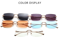 Lunettes de soleil classiques sans monture en métal, de luxe, tendance, avec monture taillée en diamant, verres dégradés