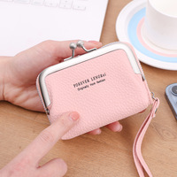 Dompet koin kunci ciuman wanita dompet tempat kartu kredit kecil kulit Pu dompet genggam kancing ciuman gesper penutup kantung berubah
