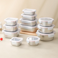 Boîte à lunch en acier inoxydable 304, récipient à collation réutilisable, boîte alimentaire avec couvercle en PP visible, récipient alimentaire en métal, utilisation en cuisine