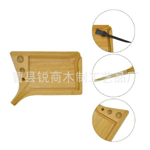 Bandeja para cigarrillos de bambú, 13,2x10x1,5 cm, forma de embudo ranurada para enrollar y guardar, estilo sencillo - Product Image 2