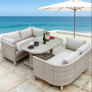 Canapé de jardin moderne en aluminium nordique avec cadre en rotin PE, combinaison imperméable pour <span class=keywords><strong>terrasse</strong></span> extérieure, mobilier de cour, canapé-lit - Product Image 4