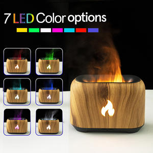 เครื่องกระจายกลิ่นหอม 150 มล. ดีไซน์ลายไม้ ไฟ LED รูปเปลวไฟ เครื่องเพิ่มความชื้นแบบ USB สำหรับใช้ในบ้านและเชิงพาณิชย์ - Product Image 5