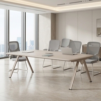 Table de conférence moderne, longue table de réunion, finition brillante, MDF de qualité E1, structure en acier pour bureau, salle de formation