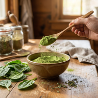 Poudre d'épinards de qualité supérieure - 100% pure et naturelle, superaliment vert pour les smoothies et les pâtes