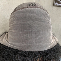 Perruque bouclée afro kinky de 18 pouces, 1 pièce, en cheveux humains brésiliens Remy et mélange synthétique, aspect naturel, raie libre, Lace Front, vente en gros