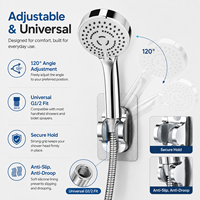 Support de pommeau de douche adhésif sans perçage ABS, support mural réglable pour douchette à main, accessoires de salle de bain