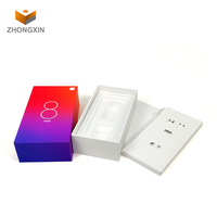 Boîte d'emballage de téléphone portable en carton rouge blanc de haute qualité conception personnalisée ciel et terre