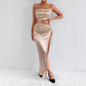 Summer Women's Sexy Pleated Suspender Hollow Backless Premium High Split Women's <b>Dresses</b> Fashion - Product Image 1