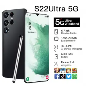 6.7 Inch S22 + Ultra 8Gb + 256Gb Dual Sim Lage Prijs Ontgrendeld Mobiele Telefoons Smartphones Goedkope Mobiele Android 10 Smartphones 5G