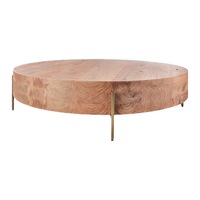 Table basse design moderne en bois massif, table basse ronde pour salon, salle d'exposition