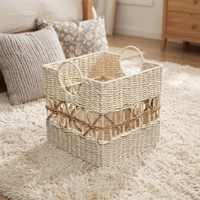 Cesta de Almacenamiento Tejida con Cuerda de Papel Ecológica Personalizable, Diseño Moderno y Minimalista para Sala de Estar, Dormitorio, Lavandería