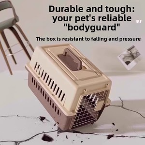 Caja de Transporte de Plástico para Mascotas, Perros y Gatos, para <span class=keywords><strong>Maletero</strong></span> de Auto, Grande/Mediana/Pequeña, Portátil con Soportes - Product Image 4