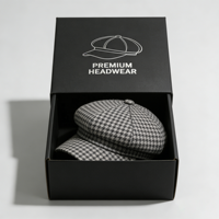Boîte rigide en carton recyclable GoTop pour casquette de newsboy, gaufrage mat, lamination, insert personnalisé, emballage haut de gamme pour couvre-chefs