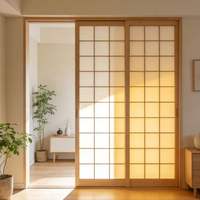 Porte coulissante Shoji en bois massif au design simple pour salle de bain, avec surface finie et peinture en bois massif