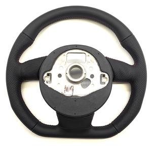 Volant en cuir perforé à fond plat avec surpiqûres rouges pour <span class=keywords><strong>Audi</strong></span> A3 A4L A5 Q3 Q5 Q7, type D, personnalisation du volant - Product Image 2