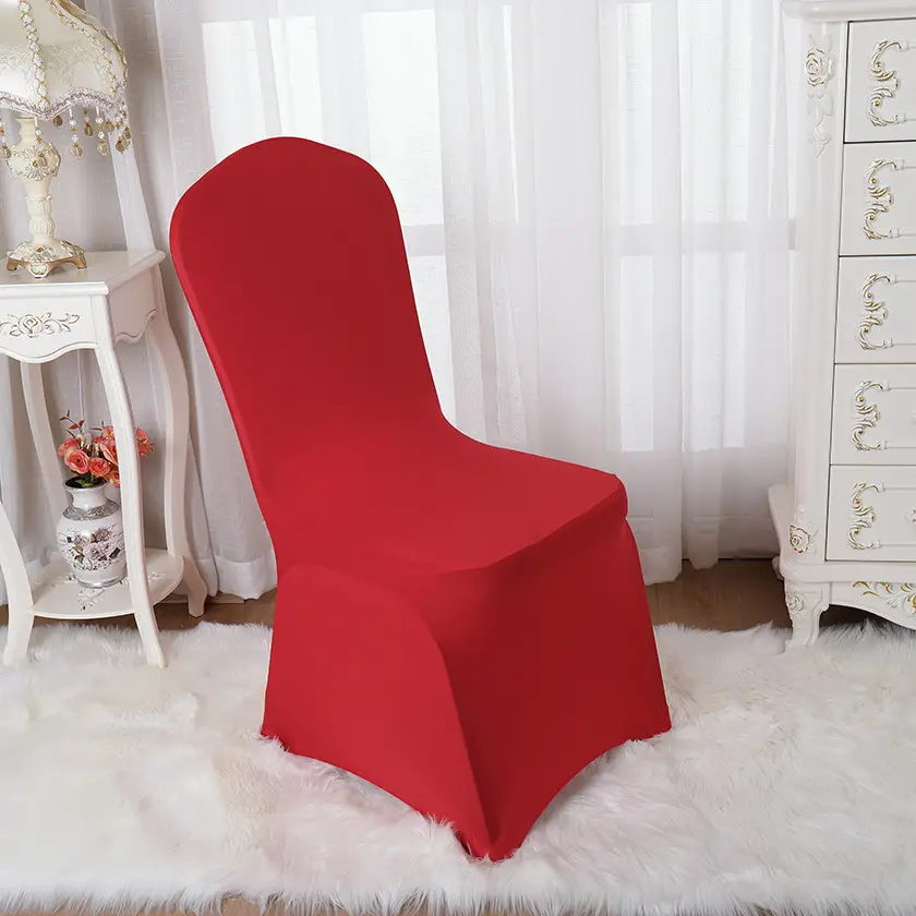 Coprisedia misura decorazione Spandex elastico sedia da sposa coperture di vendita a caldo di qualità in poliestere viola Spandex Plain