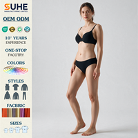 Soutien-gorge sans armatures sans coutures pour femme SUHE, noir, coupe pleine, dos en Y, lavable en machine, usage quotidien