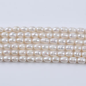 Perlas de Agua Dulce Naturales de Zhuji, Forma de Arroz, 7-8 mm, Blancas, Sueltas, para Joyería DIY, Material de Accesorios al por Mayor - Product Image 2