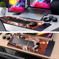 Grand tapis de souris de jeu à motif de dessin animé, lisse, résistant à la chaleur, lavable, avec bords cousus
