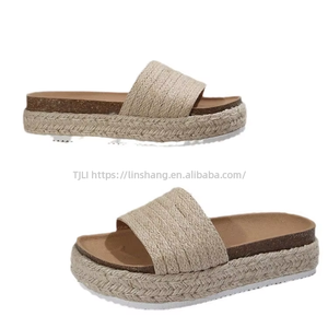 Spring Summer Collection Plus Size European American Style Platform Sole <b>Rope</b> Sandals for Women Slip-On PU New Thick - Product Image 5