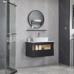 Fregadero de doble recipiente flotante, lavabo rústico negro, tocador de baño superior Offset, Canadá