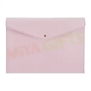 Envelope para documentos em couro pu, organizador de arquivo simples a4, couro pu, pasta, bolsa, envelope, com botão, fecho