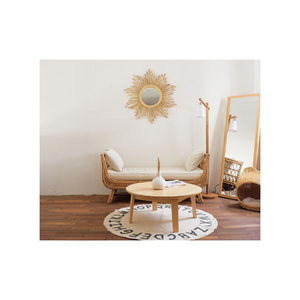 Miroir mural en rotin en forme de soleil, alliant élégance et texture naturelle, parfait pour rehausser le charme naturel du salon. - Product Image 4