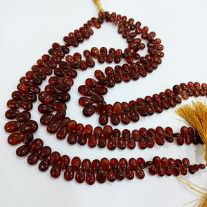 Natural Hessonite Garnet <b>Beads</b> <b>Red</b> Pear Heart Shape 8 Inches Long - Product Image 1