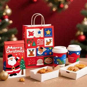 Boîte de papier pour burger de poulet frit à emporter sur le thème de Noël imprimé personnalisé boîte d'emballage alimentaire pour snack de rue frites de pomme de terre de <span class=keywords><strong>poisson</strong></span> - Product Image 3