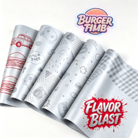 Papier anti-graisse pour emballages de restauration rapide, hamburgers, sandwichs, frites, pizzas, chips, emballages personnalisés imprimés, boîte à gâteaux en PE
