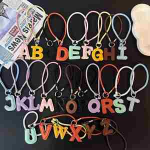 New 26 English Letters PU Leather Keychain Creative Commemorative <b>Gift</b> High Quality Letter <b>Bag</b> Charms Leather Keychain - Product Image 4