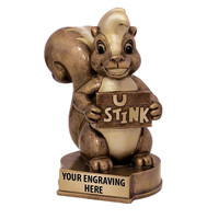 Trofeo de Resina Personalizado WeiVista con Forma de Mofeta Divertida, Premio de Humor con Opciones de Grabado Personalizado para Premios de Bromas Divertidas