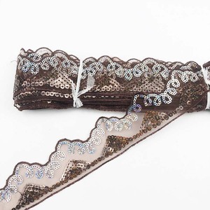 Vendita al dettaglio diretta della fabbrica all'ingrosso tenda in Organza tessuto di pizzo con paillettes per cucire triangolo pizzo 45mm - Product Image 1