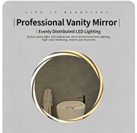 Miroir de salle de bain circulaire intelligent mural avec fonction de détection de mouvement, sans cadre, IP65, pour hôtel