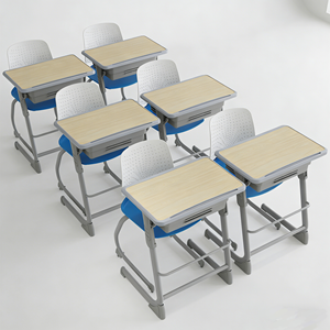 Chaise et table d'école modernes au design unique, structure métallique avec chaise en plastique PP et panier à livres - Product Image 6
