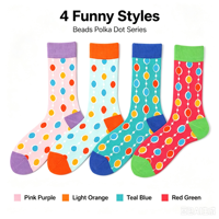 Chaussettes ras du cou imprimées à motif de perles multicolores pour hommes et femmes, chaussettes en coton color block, conception de logo personnalisé ODM, vente en gros