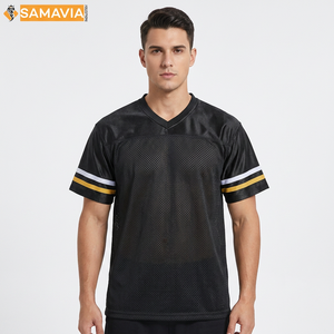 เสื้อเจอร์ซีย์ตาข่ายแขนสั้น SAMAVIA สำหรับฤดูหนาว ชุดอเมริกันฟุตบอล พิมพ์ลายด้านหน้าได้ตามสั่ง น้ำหนักเบา ชุดทีม บริการ OEM ไซส์ใหญ่พิเศษ - Product Image 1