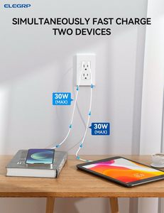 ELEGRP Enchufe USB C de Ultra Velocidad de 65 W, Enchufe de Pared de 15 Amperios con Puertos USB C, Enchufe USB Resistente a Manipulaciones para Computadora Portátil - Product Image 5