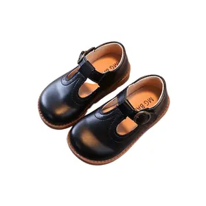 Детские туфли из натуральной кожи в британском стиле, обувь для девочек из синтетической кожи с Т-образным ремешком, обувь для принцессы, детская обувь для девочек, Размер 5
