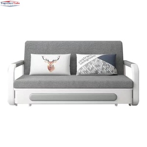 Canapé-lit convertible multifonctionnel en tissu, pliable, avec rangement intégré, oreillers décoratifs, structure métallique, idéal pour les petits espaces - Product Image 6
