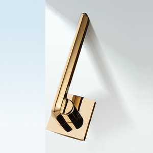 Manija de palanca de puerta Interior cromada Base cuadrada Manija de puerta de oro brillante de aleación de zinc de alta calidad de lujo para puerta de madera - Product Image 2