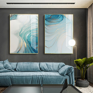 Poster di fiori astratti moderni blu stampa <span class=keywords><strong>acquerello</strong></span> natura ancora immagine di arte della parete decorazione per la casa pittura di porcellana di cristallo - Product Image 4