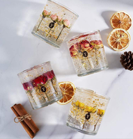 Gelée Gel Cire Avec Fleurs Séchées Décoration Bougie Soulagement De L'anxiété Bougie Kerze Trockenblumen Gelee
