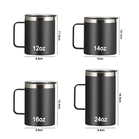 Mug à café isotherme en acier inoxydable avec logo personnalisé, avec poignée et couvercle, 12 oz, 14 oz, 16 oz, 24 oz, tasse de voyage à double paroi sous vide, sans BPA